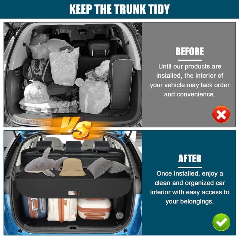 bumxca Retractable Cargo Cover Compatible with 2023-2026 Honda HR-V Rear Trunk Security Cover, Car Storage Privacy Screen Shade Cover for 2023-2026 Honda HRV, Carbon Fiber (Not Fits for HRV 2025 Sport & LX) - Image 3